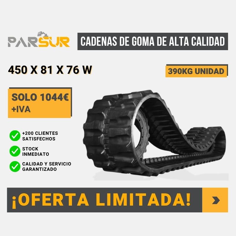 Cadenas de Goma 450x81x76W: Rendimiento y Tracción Extrema para tu Miniexcavadora